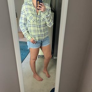 NEW! Boutique Yellow/Navy Checkered Button-Up